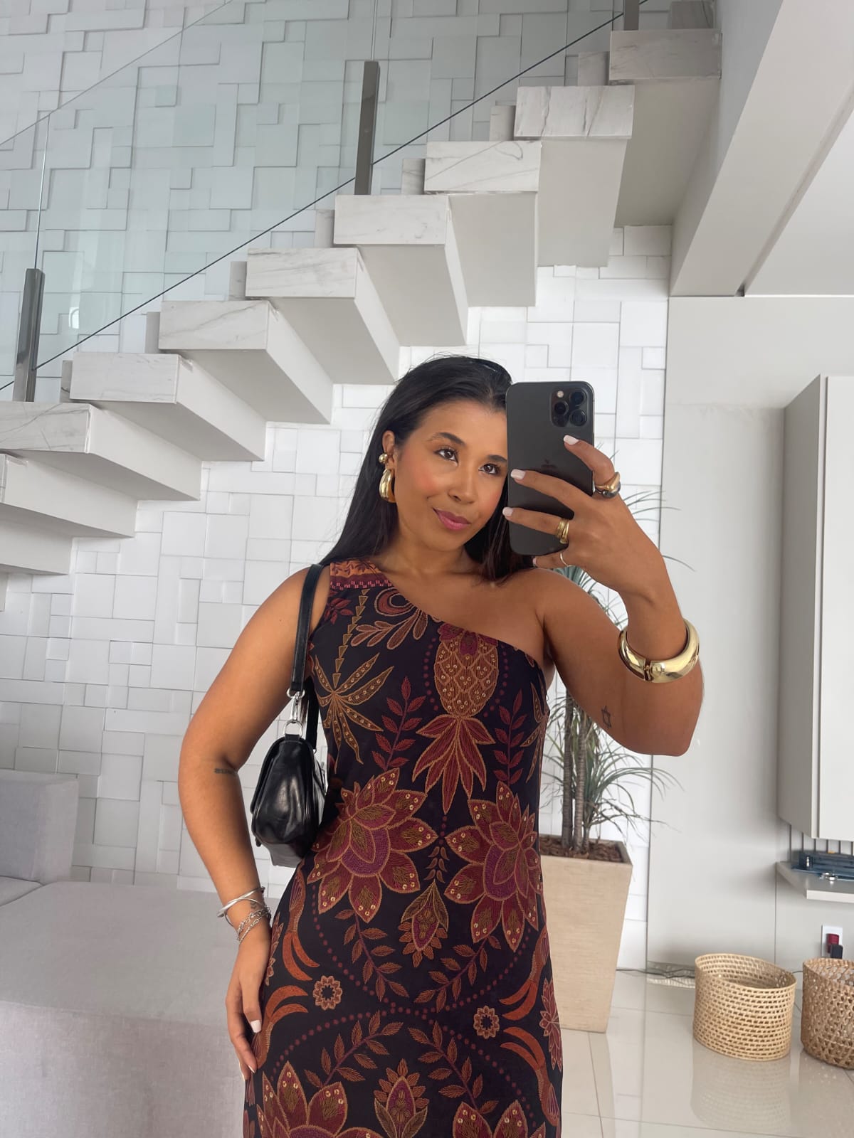 Vestido Antonia Estampado | Detalhe Ombro Só