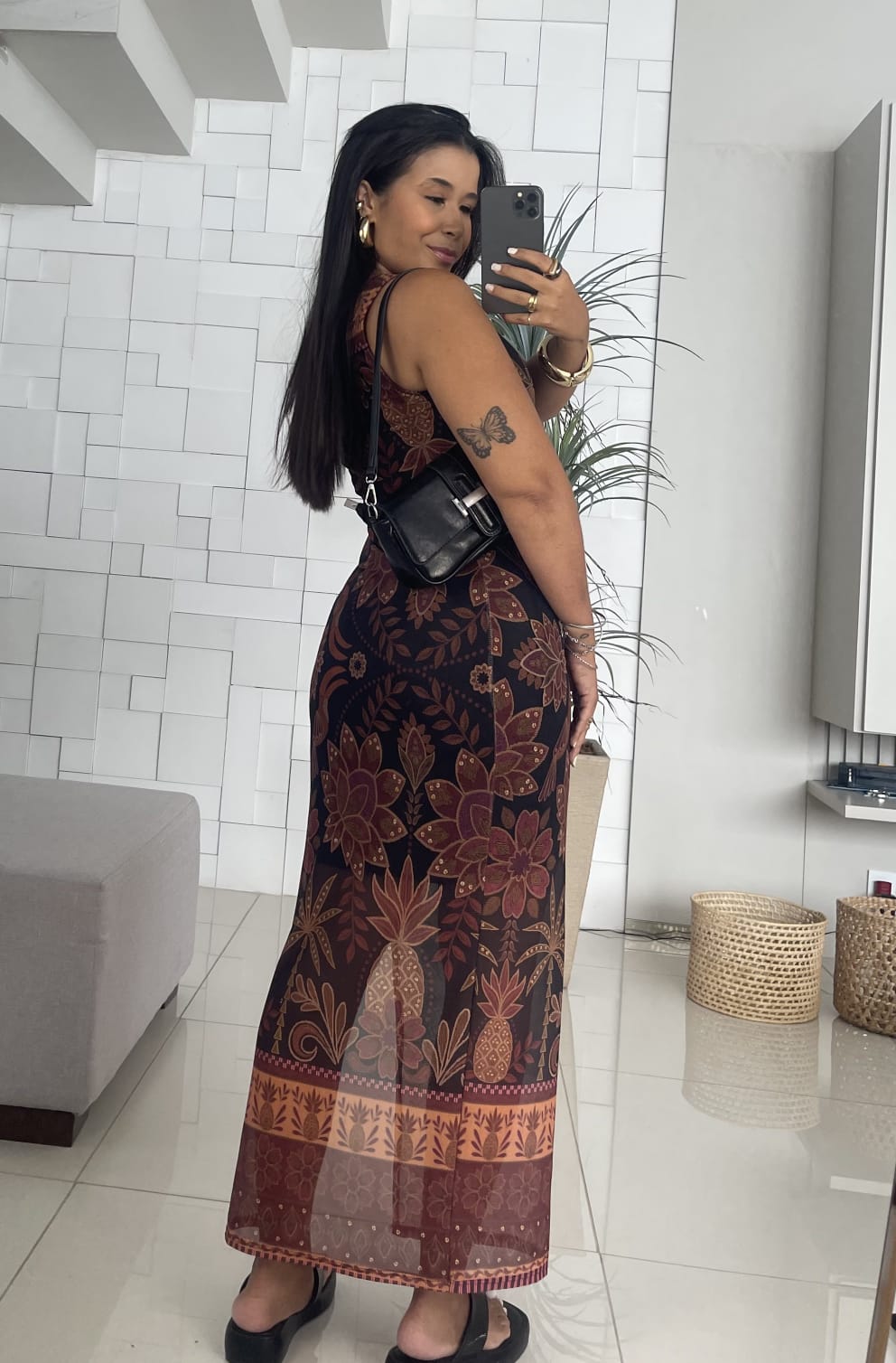Vestido Antonia Estampado | Detalhe Ombro Só
