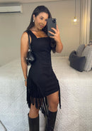 Vestido Yas – Suede Franjas Decote