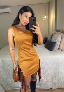 Vestido Yas – Suede Franjas Decote