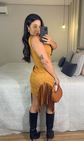 Vestido Yas – Suede Franjas Decote