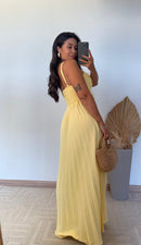 Vestido Thay Liso - Crepinho Plissado Liso