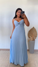 Vestido Thay Liso - Crepinho Plissado Liso