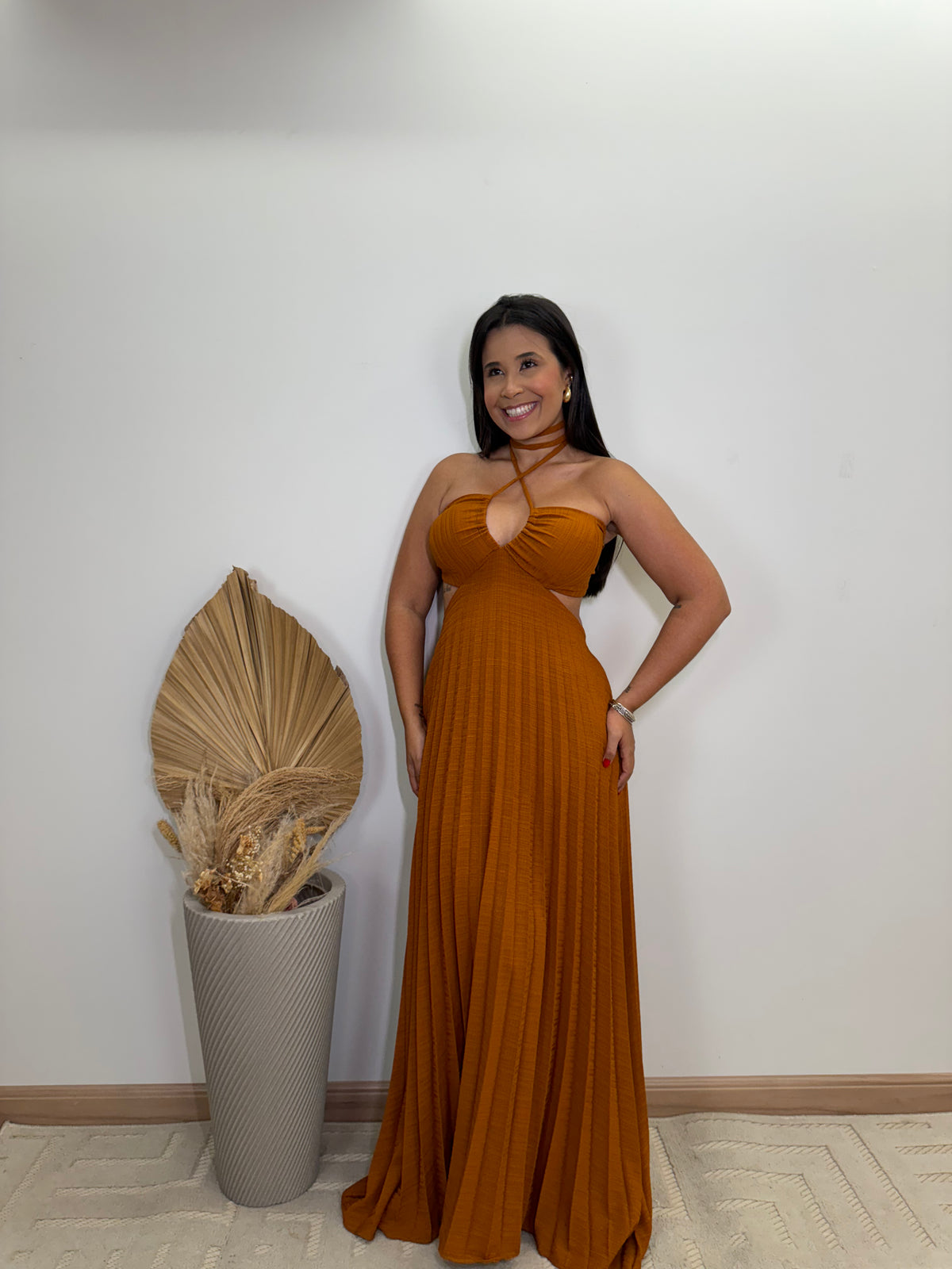 Vestido Mirela em Crepe com Amarração nas Costas