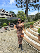 Vestido Onça - MaxMidi Tule com Elastano