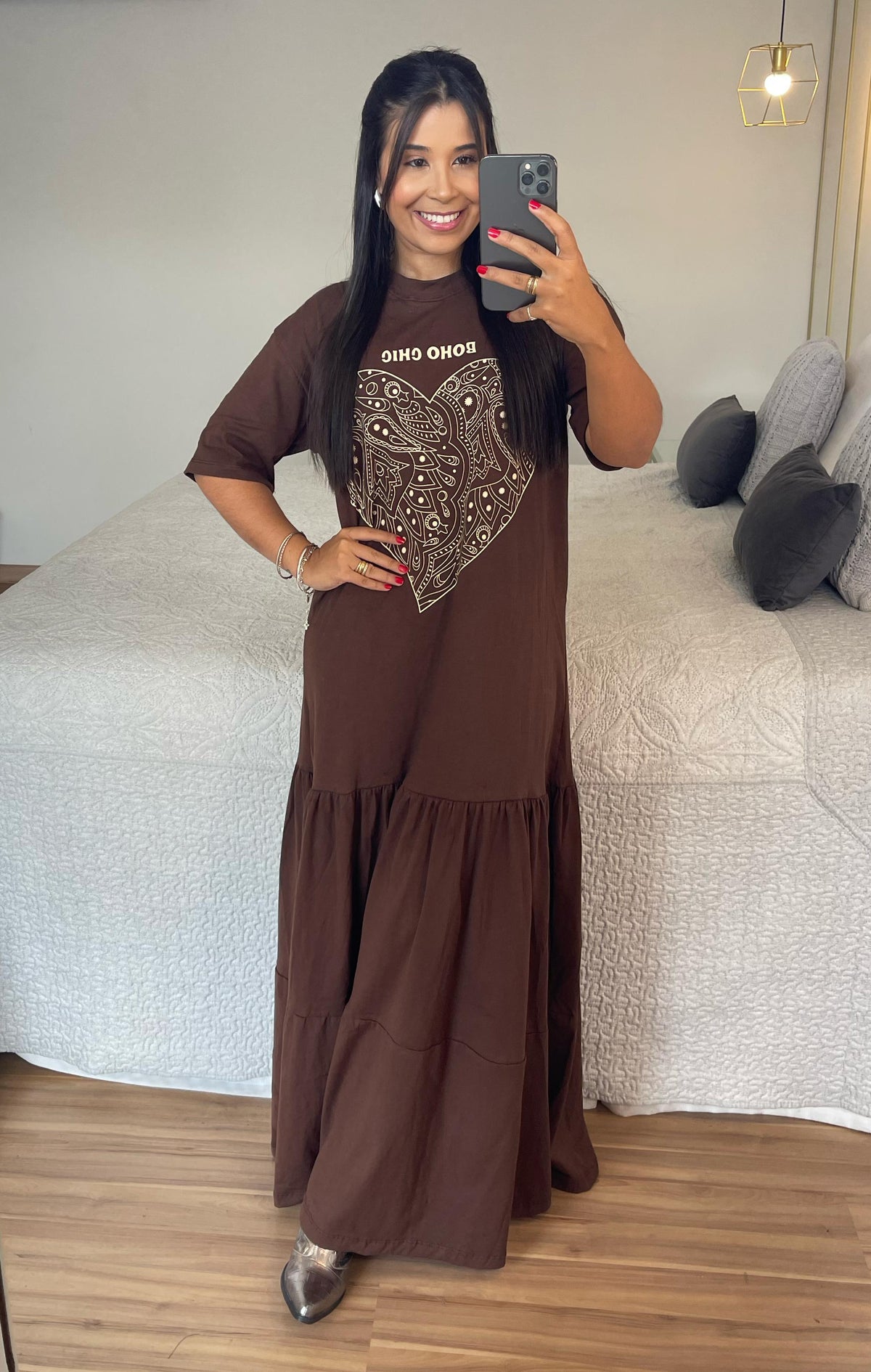 Vestido Boho - Malha Meia Manga