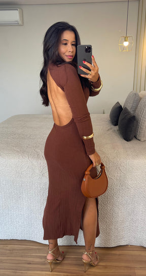 Vestido Sasha - Canelado com Decote nas Costas