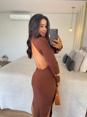Vestido Sasha - Canelado com Decote nas Costas