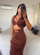 Vestido Leticia Maximidi Poliamida -Com Detalhe Frontal