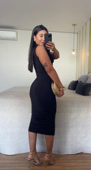 Vestido Leticia Maximidi Poliamida -Com Detalhe Frontal