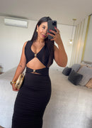 Vestido Leticia Maximidi Poliamida -Com Detalhe Frontal