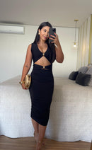 Vestido Leticia Maximidi Poliamida -Com Detalhe Frontal