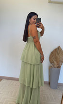 Vestido Dulce - Vestido Detalhes em Renda e Camadas Chiffon