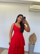 Vestido Dulce - Vestido Detalhes em Renda e Camadas Chiffon