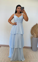 Vestido Dulce - Vestido Detalhes em Renda e Camadas Chiffon