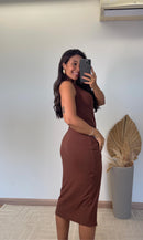 Vestido Lurian Regata -Canelado com  Fenda