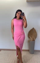 Vestido Lurian Regata -Canelado com  Fenda