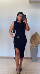 Vestido Lurian Regata -Canelado com  Fenda