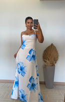 Vestido Floral -Crepinho de Seda Longo