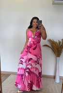 Vestido Isla -Crepinho Plissado Estampado