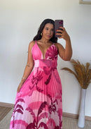 Vestido Isla -Crepinho Plissado Estampado