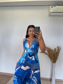 Vestido Isla -Crepinho Plissado Estampado