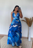 Vestido Isla -Crepinho Plissado Estampado