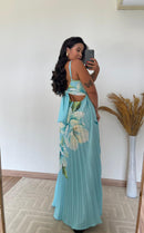 Vestido Thay Estampado - Crepinho Saia Plissada