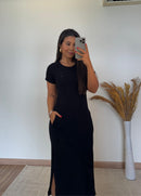 Vestido Lídia – Canelado Premium com Fenda Lateral