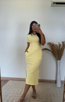 Vestido Lídia – Canelado Premium com Fenda Lateral