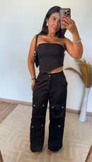 Conjunto Bella - Top e Calça Cargo Estiloso