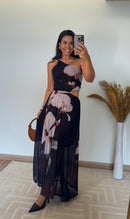 Vestido Liz - Ombro Só com Saia Plissada