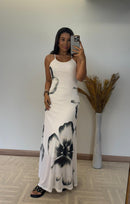 Vestido Maria – Tule Floral com Amarração nas Costas