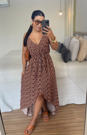 Vestido Lorena - Viscolinho Longo Decote