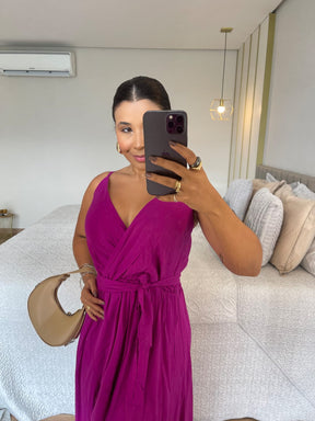 Vestido Lorena - Viscolinho Longo Decote