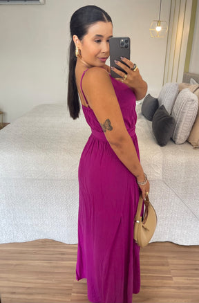 Vestido Lorena - Viscolinho Longo Decote