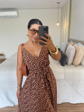 Vestido Lorena - Viscolinho Longo Decote