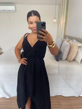 Vestido Lorena - Viscolinho Longo Decote