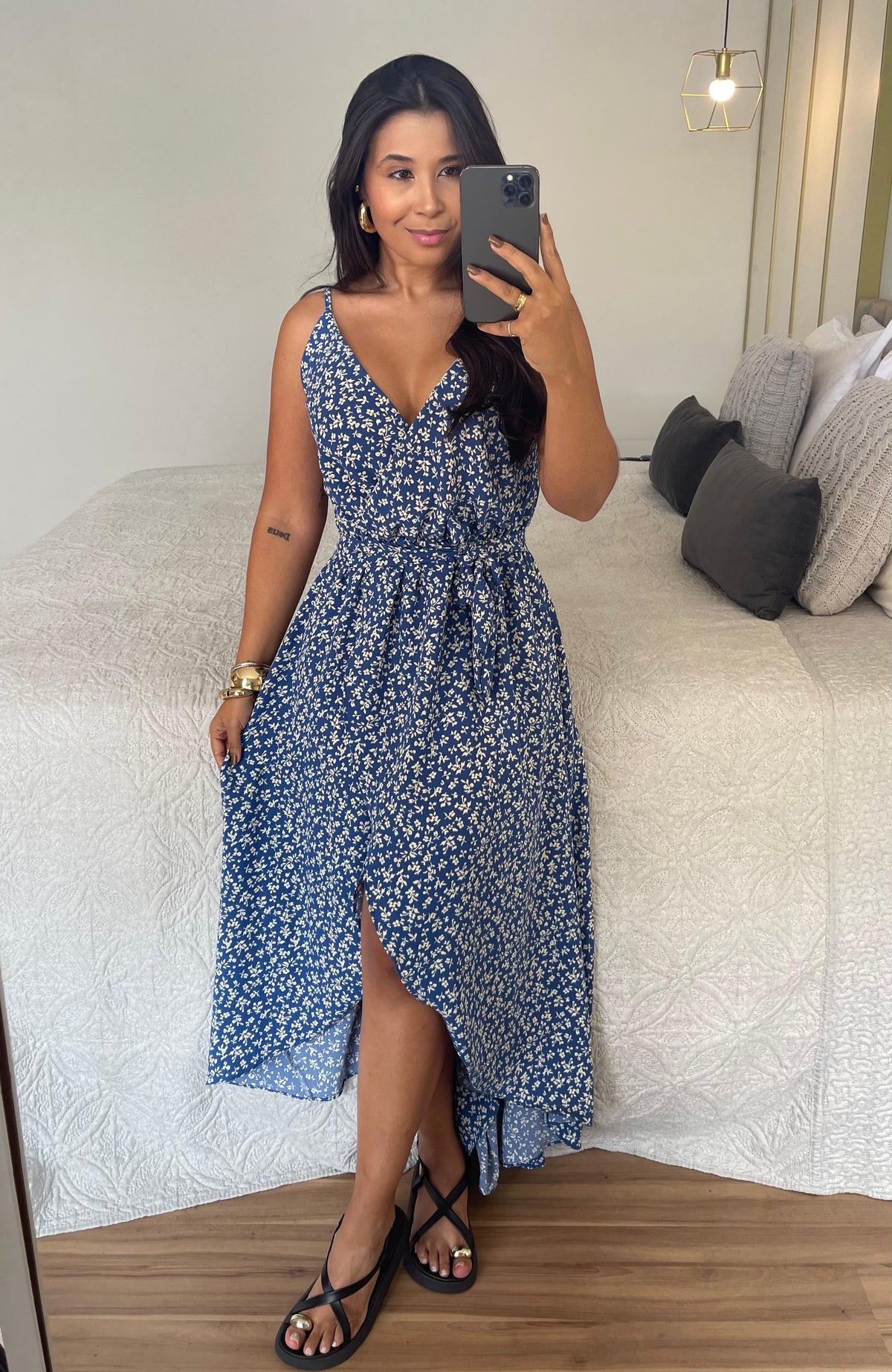 Vestido Lorena - Viscolinho Longo Decote