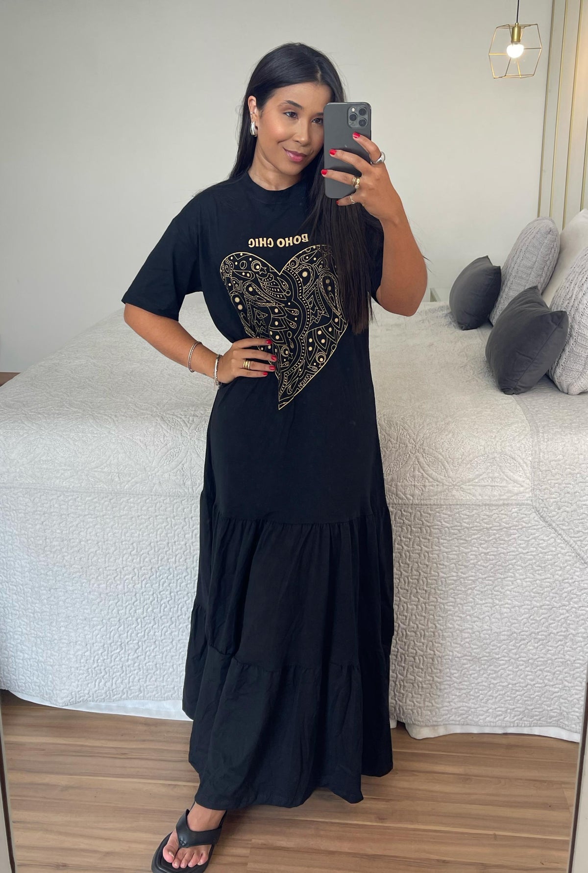 Vestido Boho - Malha Meia Manga