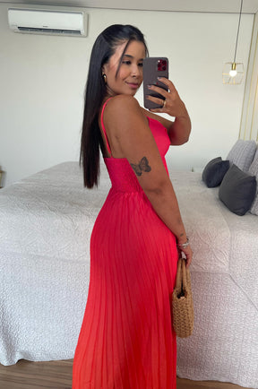Vestido Thay Degradê - Crepinho Saia Plissada