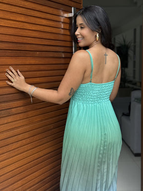 Vestido Thay Degradê - Crepinho Saia Plissada