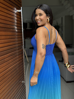 Vestido Thay Degradê - Crepinho Saia Plissada