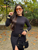 Vestido Lurian – Midi Canelado com Fenda