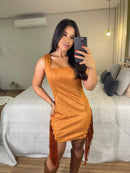 Vestido Yas – Suede Franjas Decote