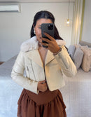 Jaqueta Couro -Gola Pelos Removível