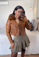 Jaqueta Couro -Gola Pelos Removível