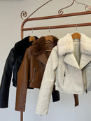 Jaqueta Couro -Gola Pelos Removível