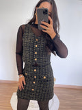 Conjunto Tweed- Cropped e Saia