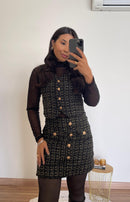 Conjunto Tweed- Cropped e Saia